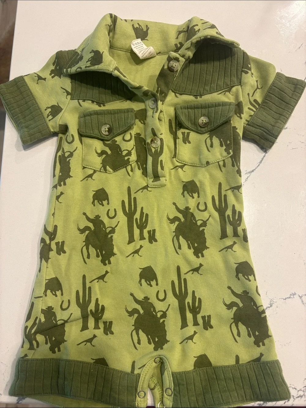 kate quinn Olive Green Western Print Romper